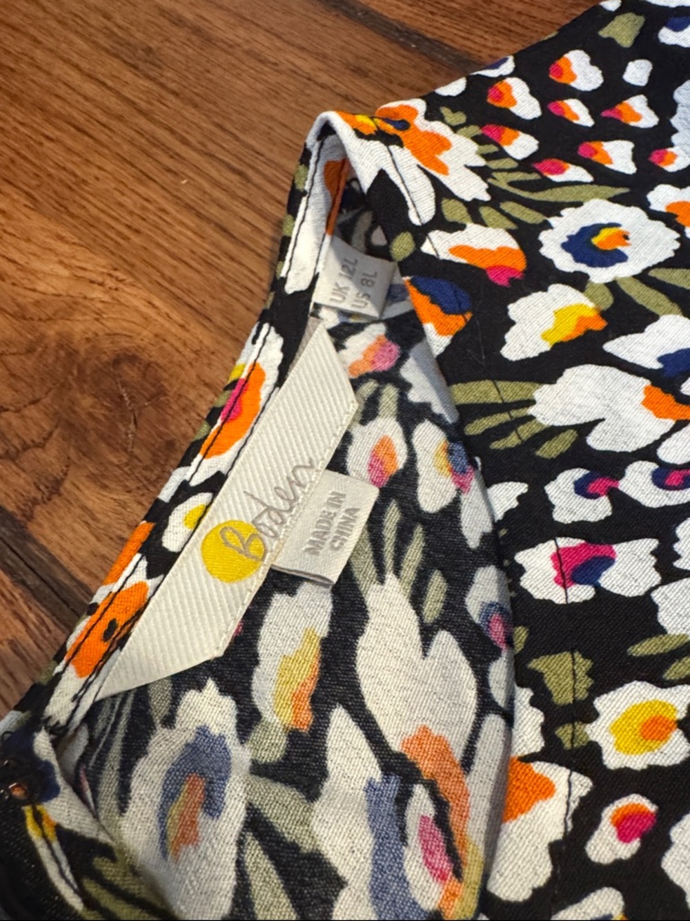 Boden Long-Sleeve Floral Dress — Black, White, Orange, Blue, Pink - Picture 2 of 6